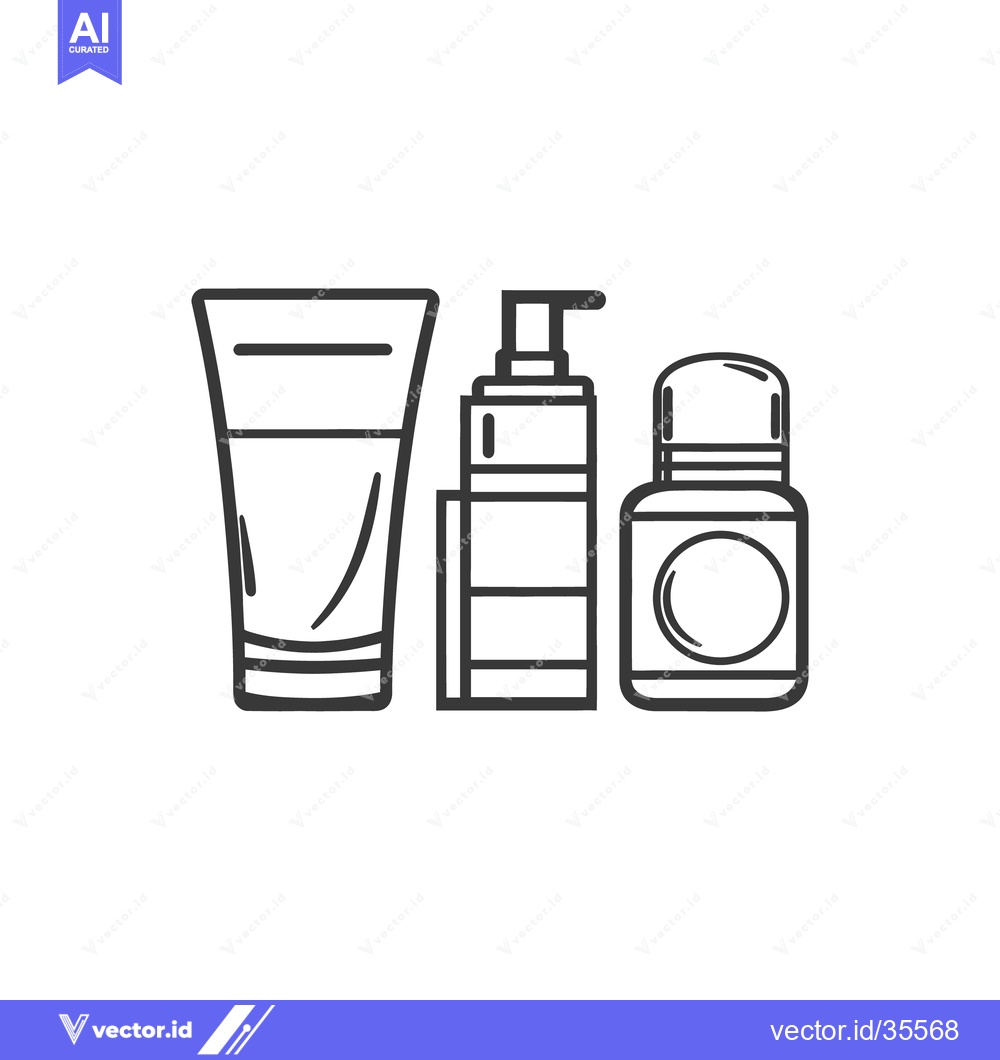 Premium Vector dari Line drawings depict several beauty and skincare product containers