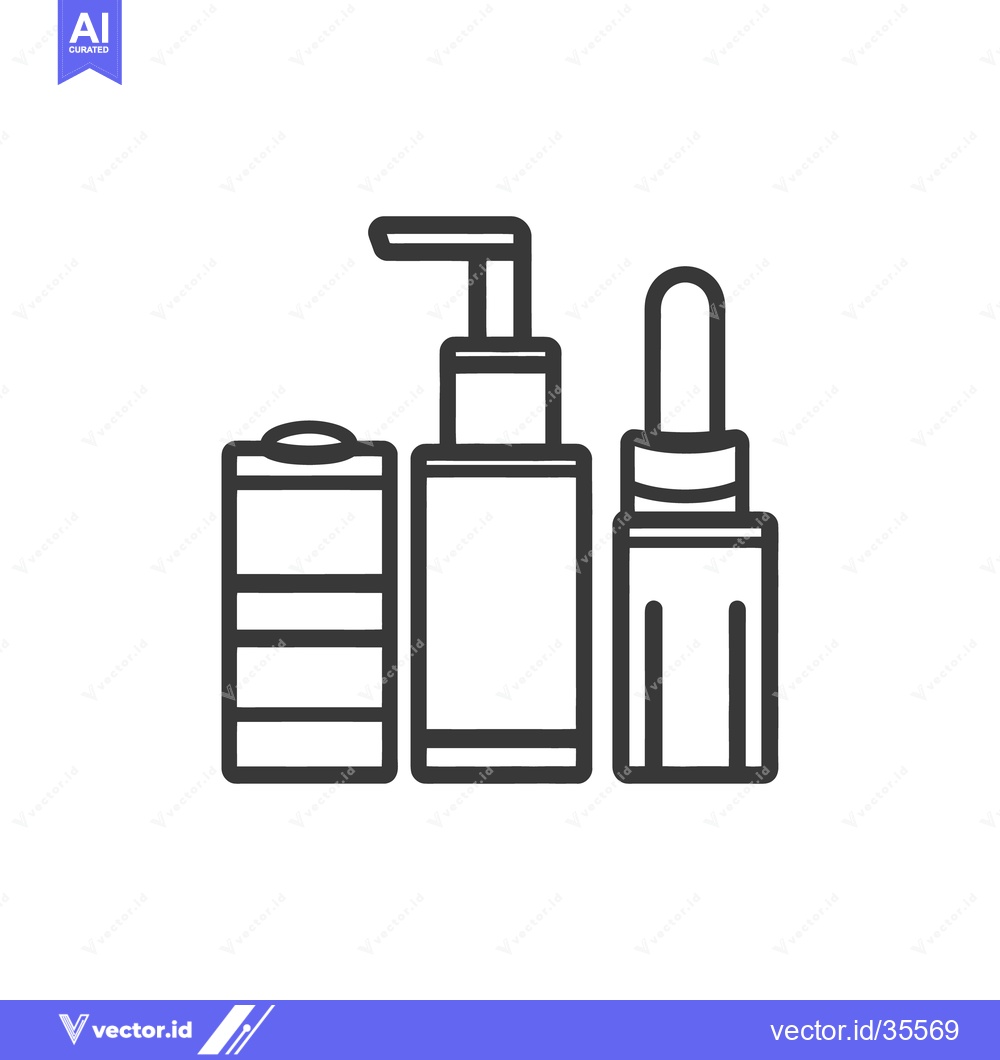 Premium Vector dari Three beauty and cosmetic bottles are grouped together in line