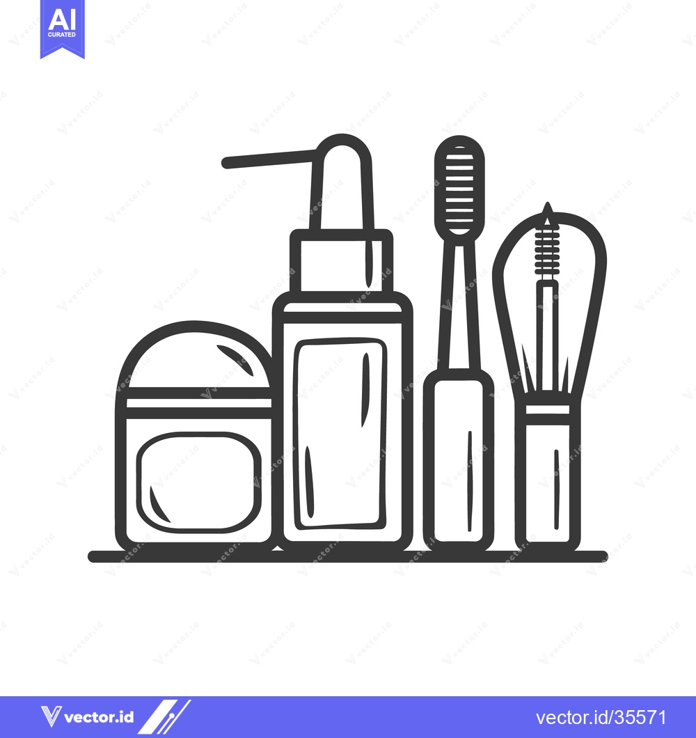 Premium Vector dari Collection of beauty products displayed in an illustrated line drawing