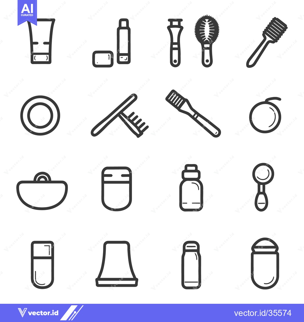 Premium Vector of Minimalist illustrations of various grooming and cosmetic products are