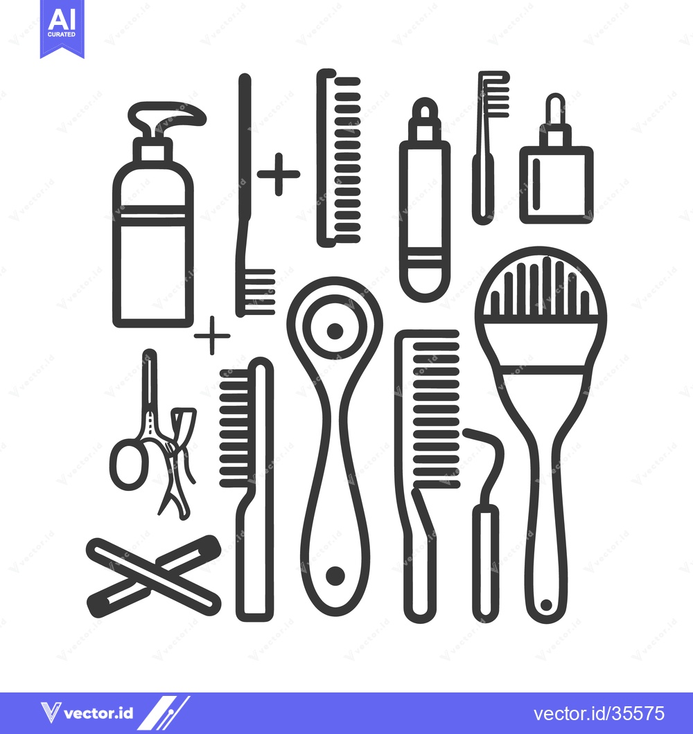 Premium Vector dari Outlined Personal Hygiene Tools And Cosmetic Products Arranged Nicely
