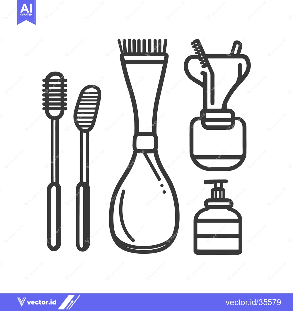 Premium Vector dari A monochromatic collection of grooming and hygiene essentials displaye