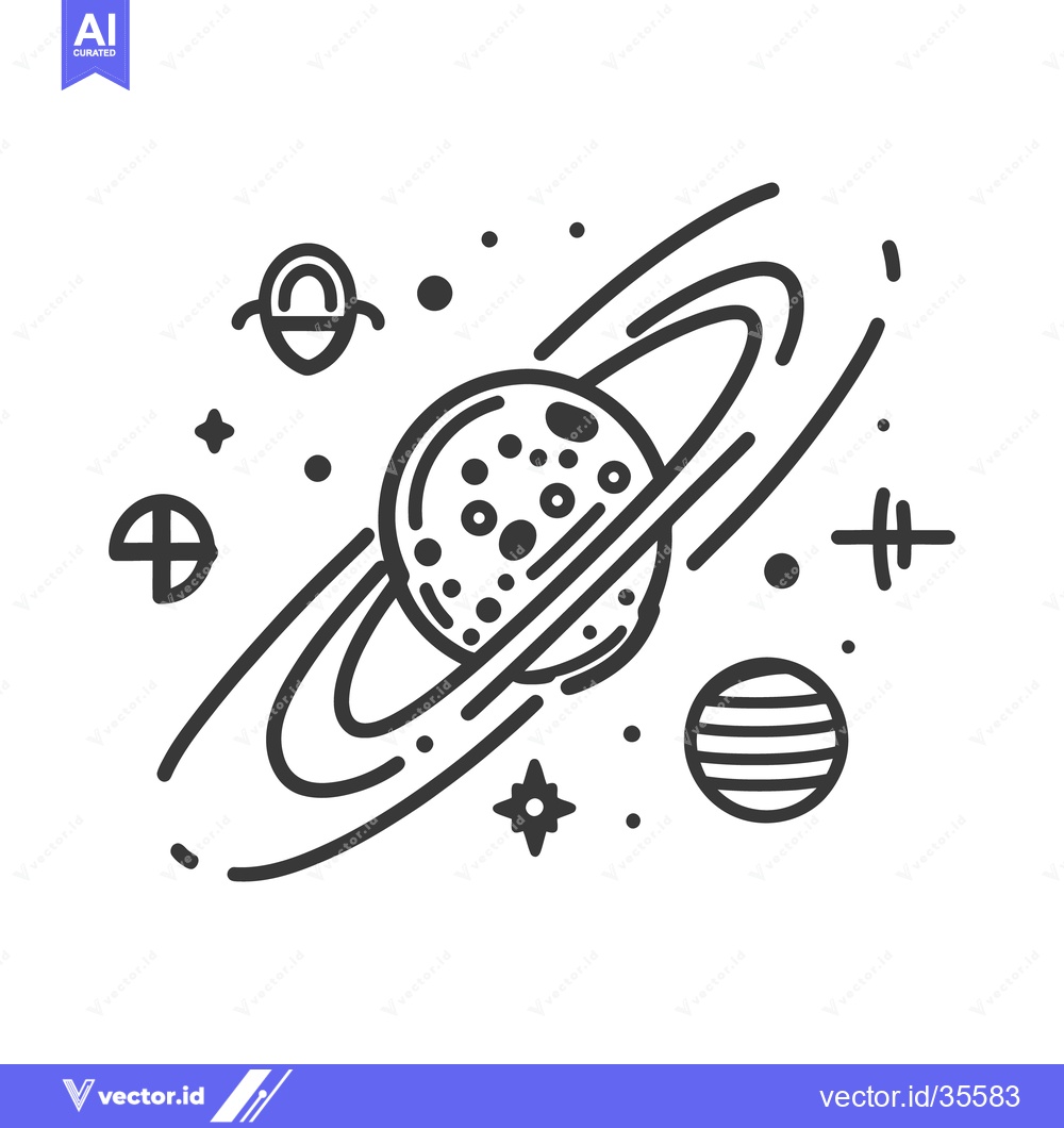 Premium Vector dari Illustration of planets asteroids and stars in outer space