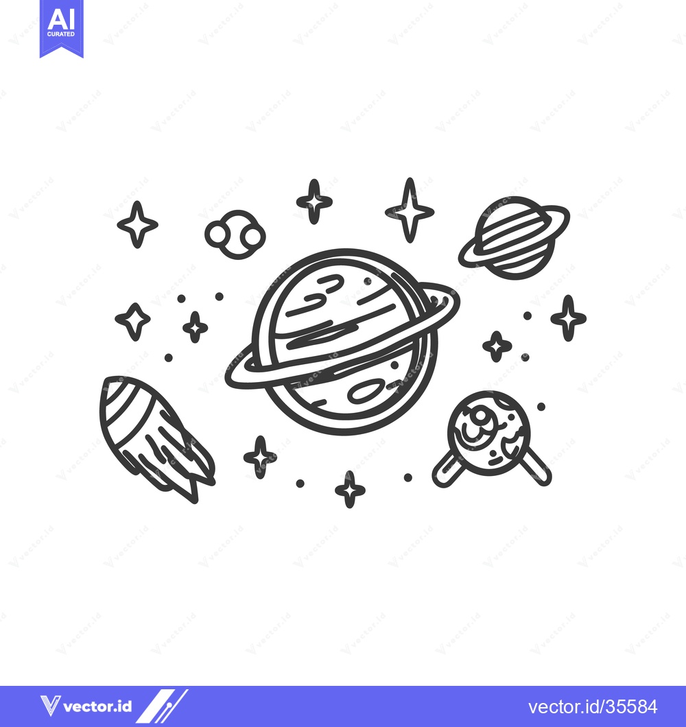 Premium Vector dari An Illustration of Planets Stars and a Spaceship in Space
