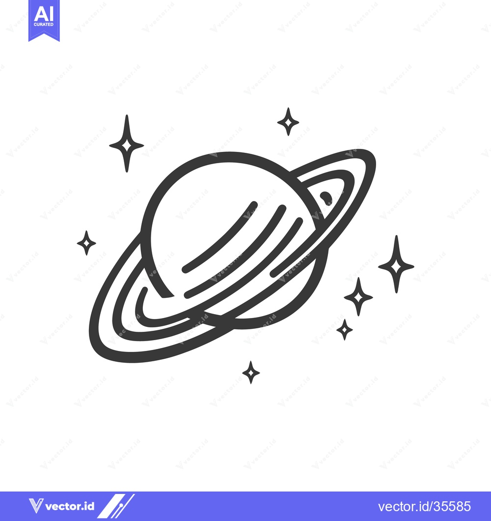 Premium Vector of A minimalist illustration of a ringed planet with stars around it