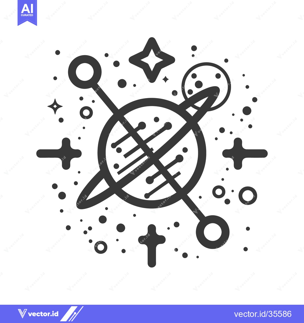 Premium Vector dari A graphic illustration of a planet with surrounding space elements
