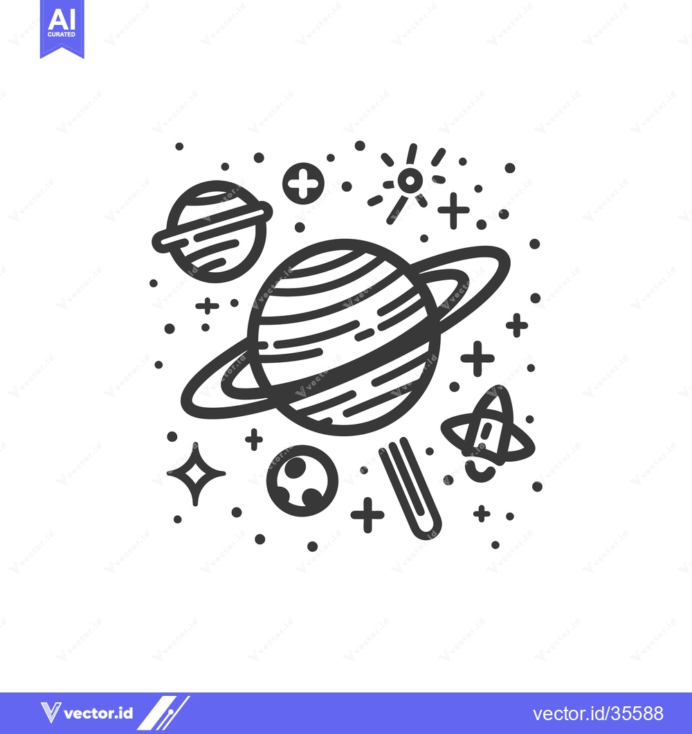 Premium Vector dari Simple black and white illustration of celestial bodies in space