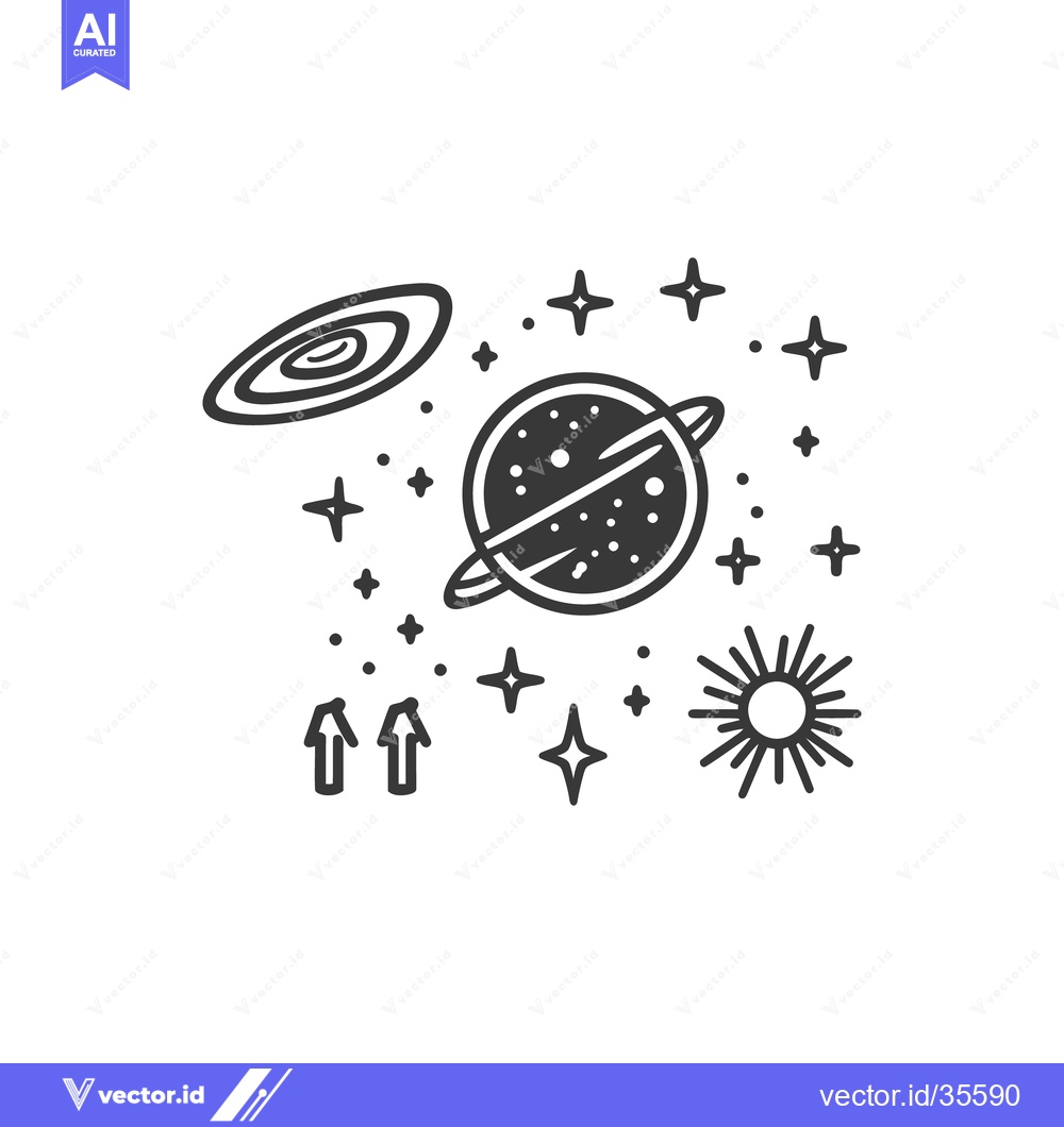 Premium Vector dari A simple minimalist illustration depicting celestial objects in space