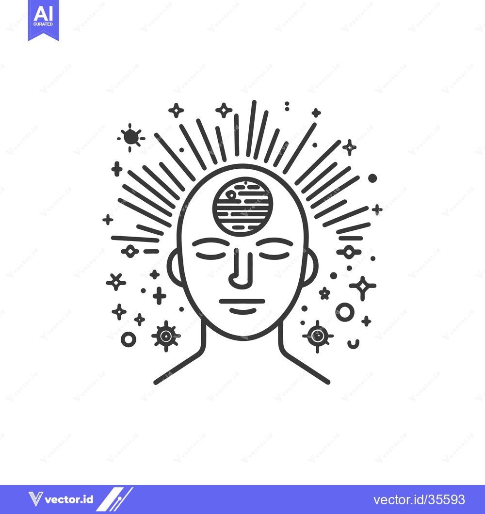 Premium Vector of A mindful person surrounded by stars and shining rays
