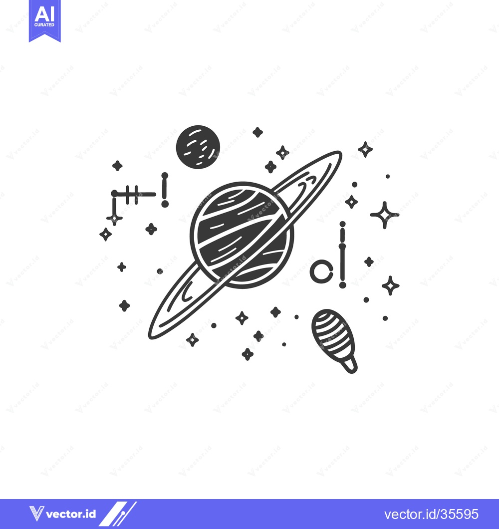 Premium Vector dari A detailed black and white illustration depicting outer space concepts