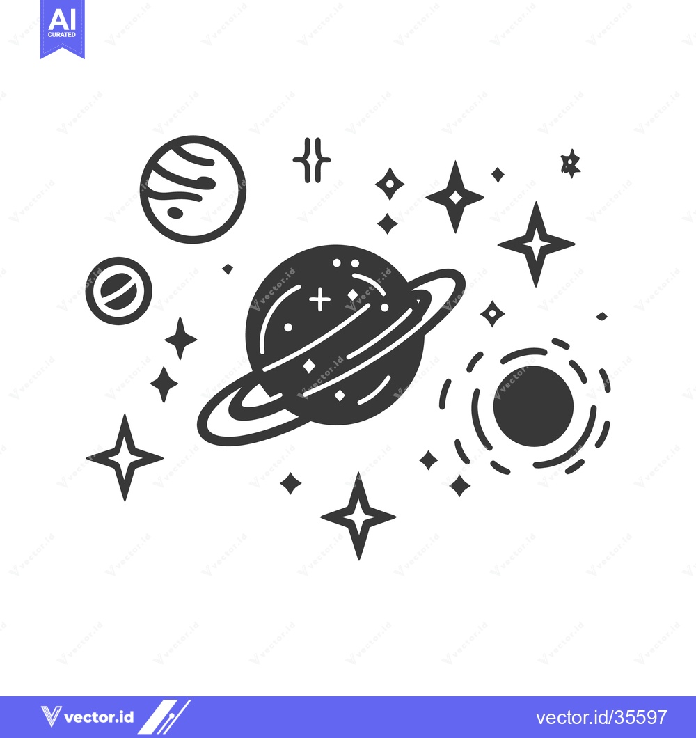 Premium Vector dari A graphic illustration of planets stars and other celestial bodies