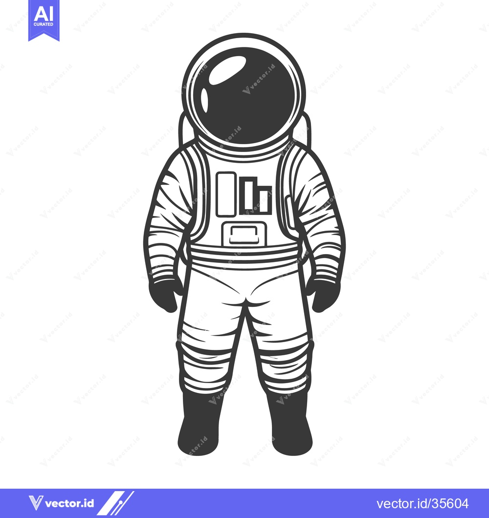 Premium Vector dari A monochrome illustration depicting a spacesuit wearing astronaut