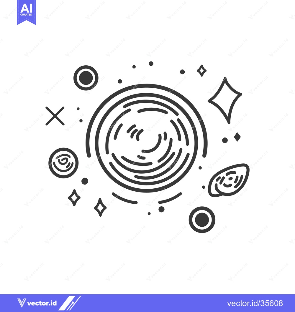Premium Vector dari A circular central object surrounded by celestial elements