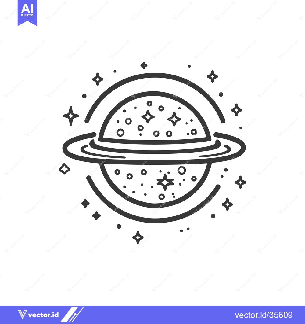 Premium Vector of A simple black and white illustration of a planet and stars