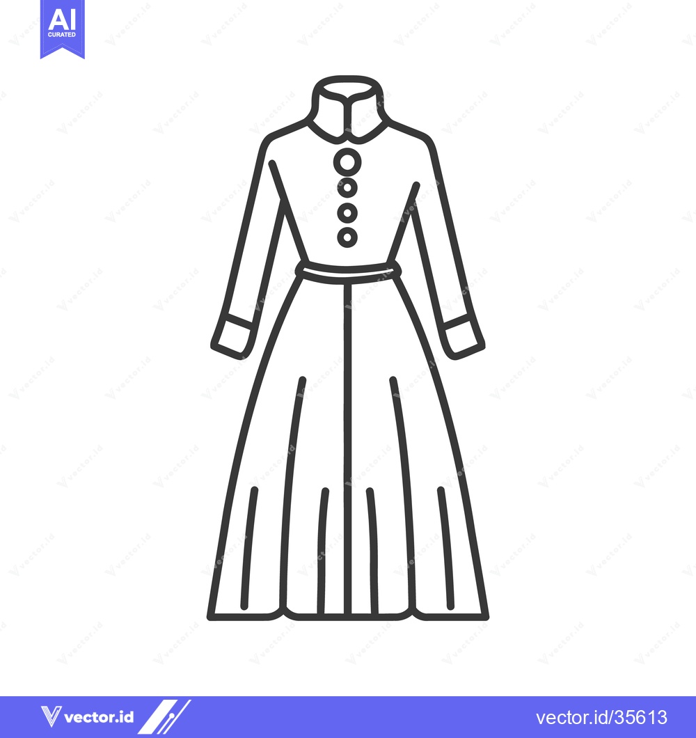 Premium Vector dari A black line drawing of a long dress design
