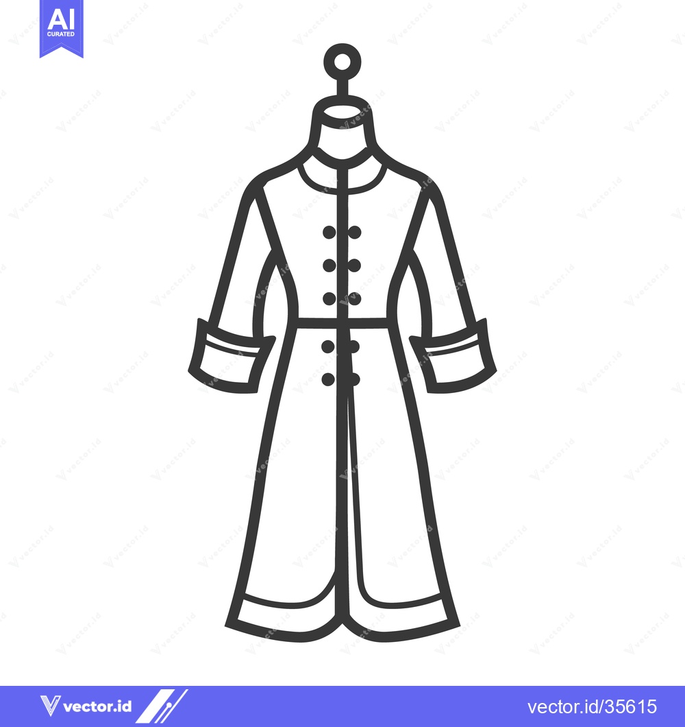 Premium Vector of A formal black and white illustration of a long coat garment