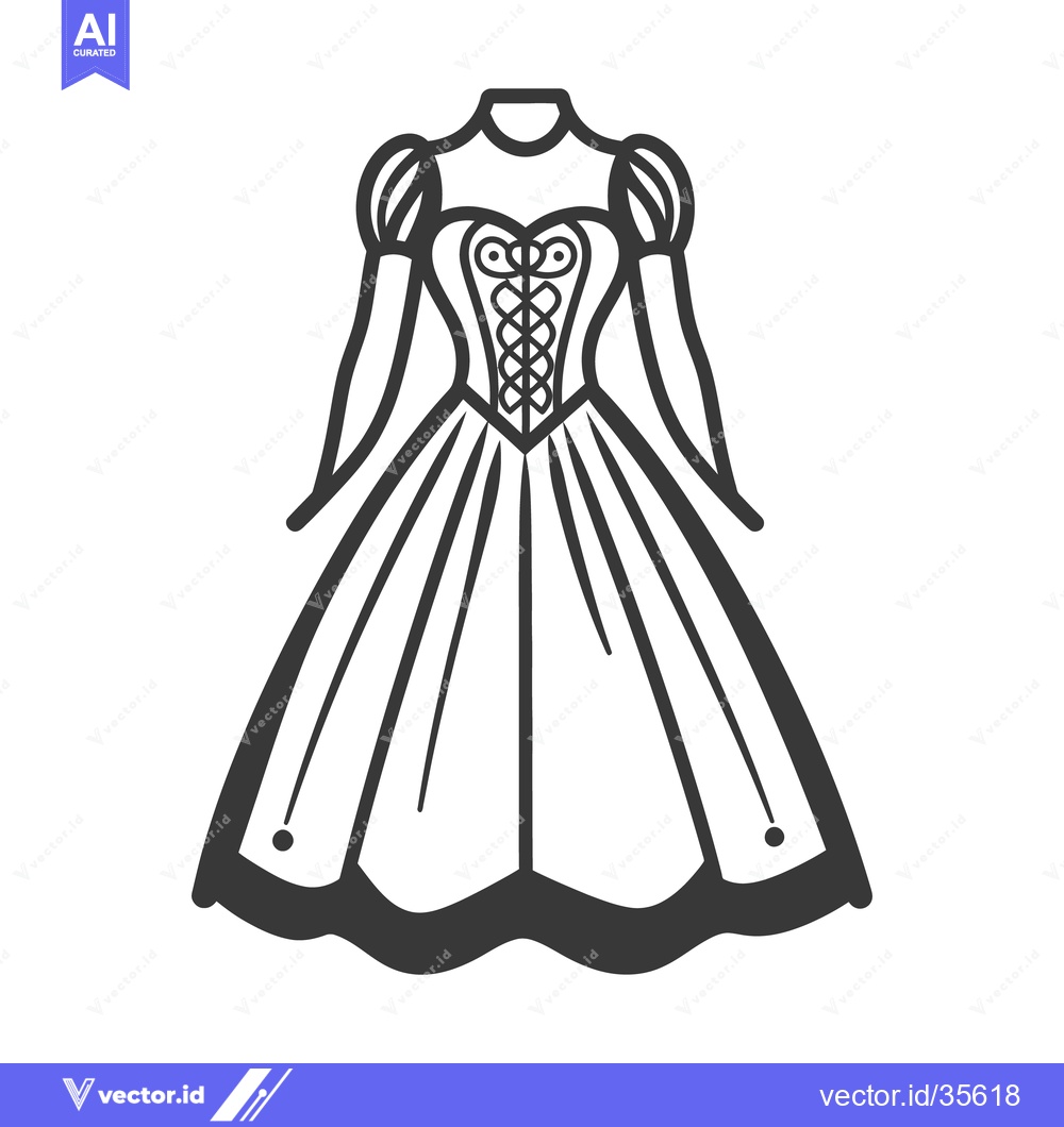 Premium Vector dari Elegant gown illustration with a corset and flowing skirt