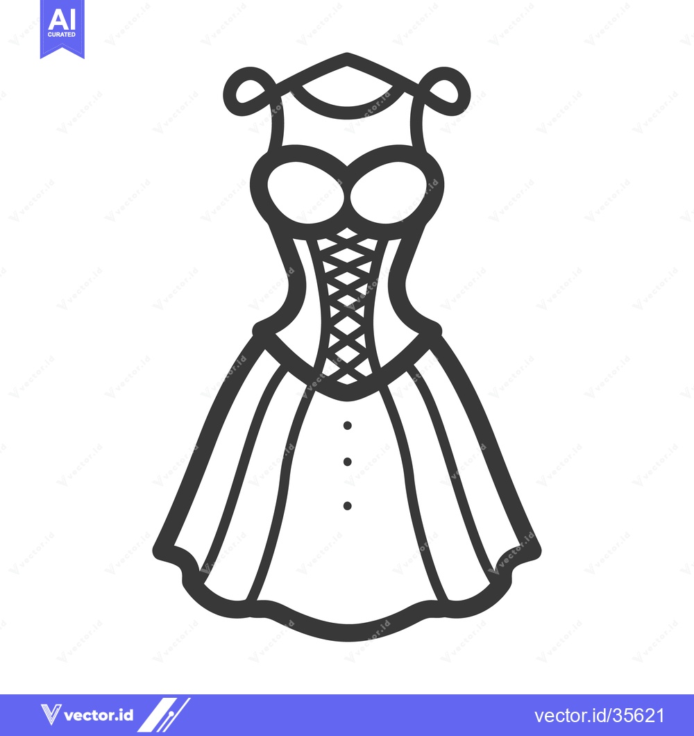 Premium Vector of A simple illustration depicting a corset dress with lacing