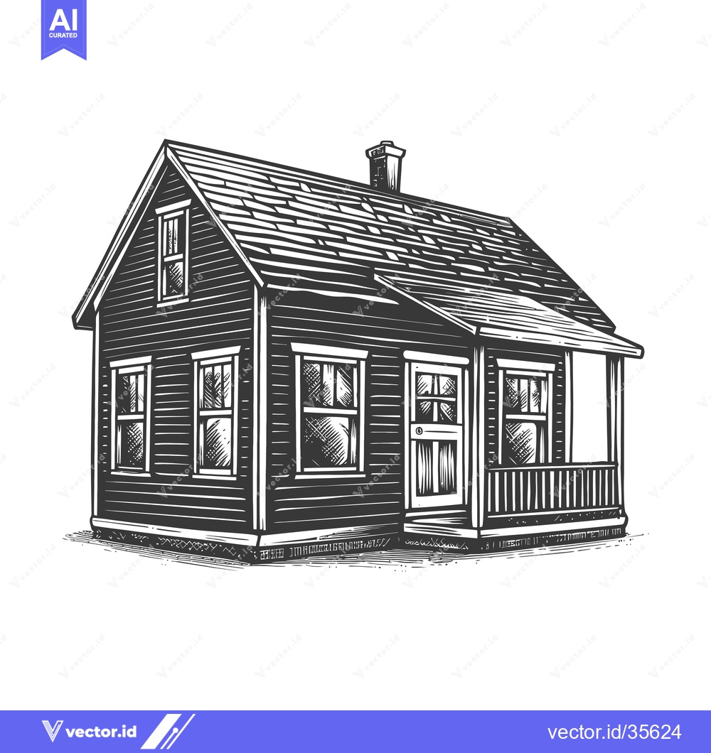 Premium Vector dari A Black And White Sketch Of A Small House