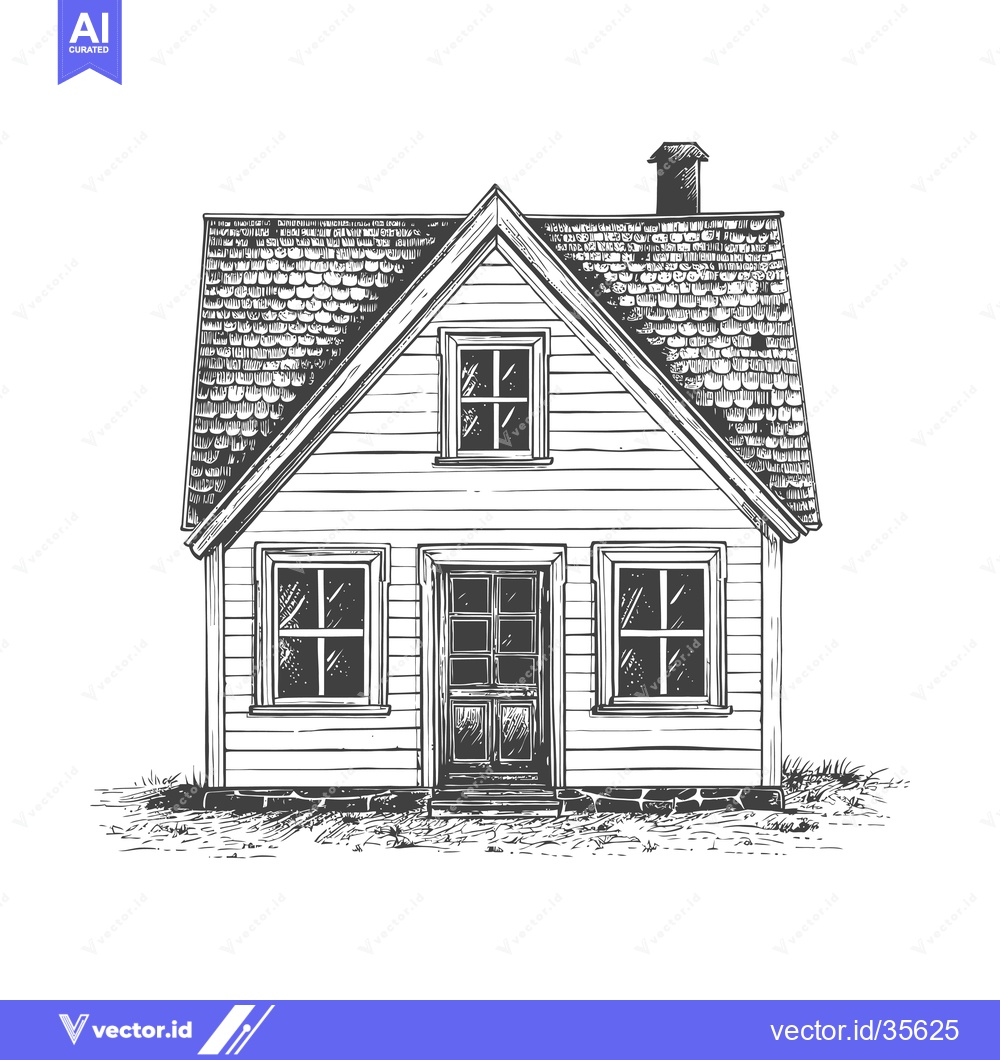 Premium Vector of A charming small house sketch with gabled roof