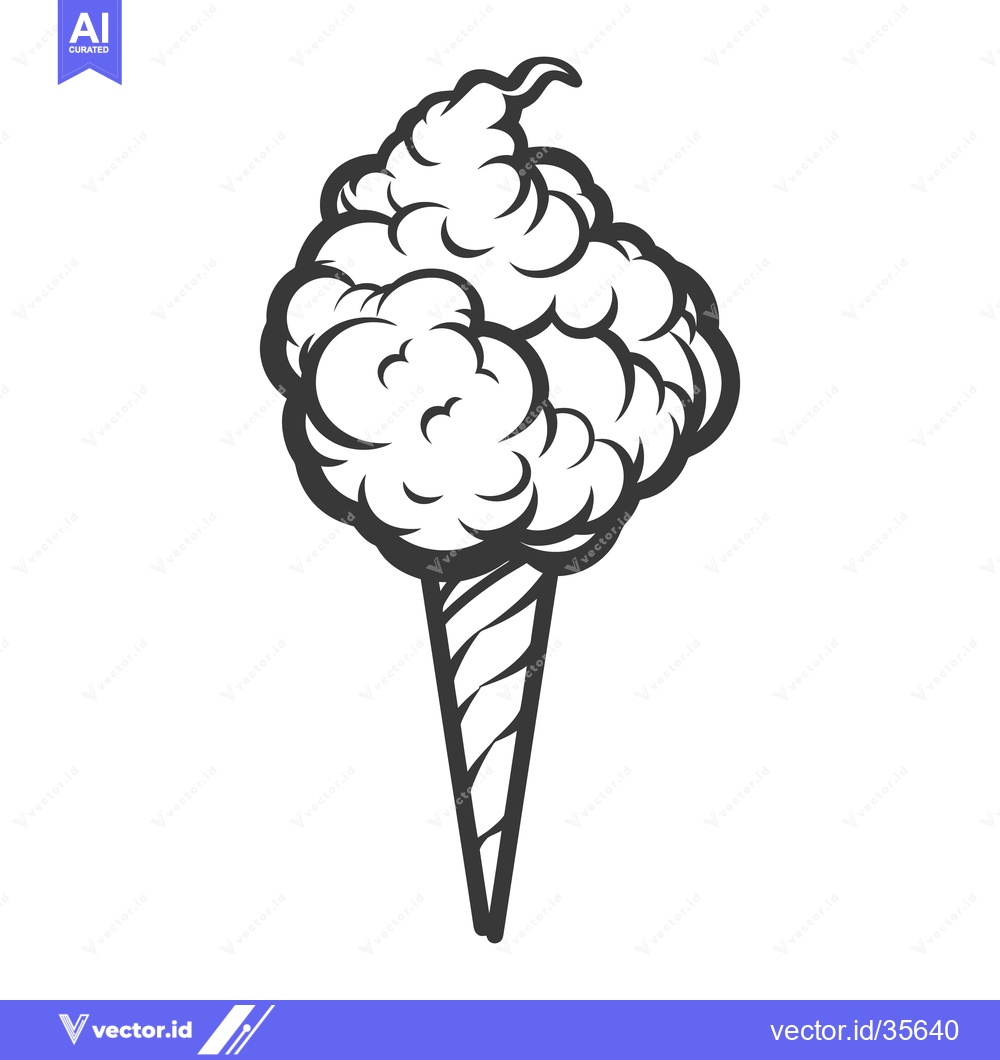 Premium Vector dari An illustrated drawing of a cotton candy cone