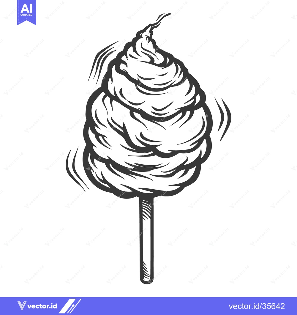 Premium Vector dari Artistic depiction of a fluffy and sweet sugary treat on a stick