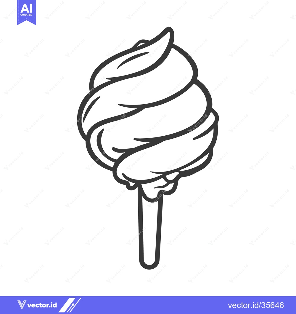 Premium Vector of A Simple Black And White Swirl Cone Dessert Creation