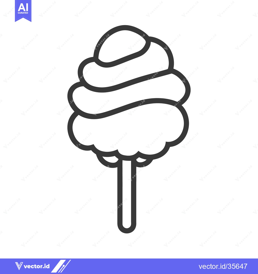 Premium Vector dari Black and white illustration of a sugary cotton candy treat