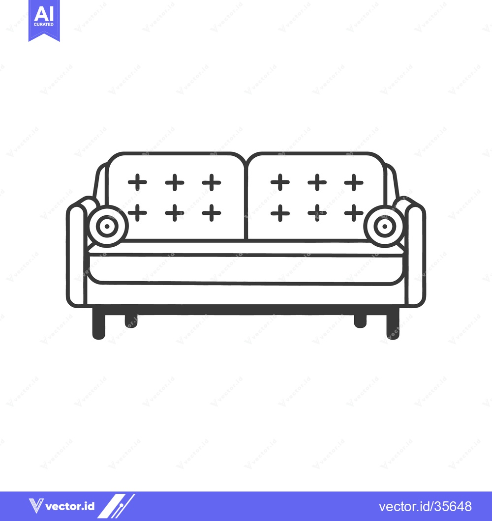 Premium Vector dari A simple black and white line drawing of a sofa