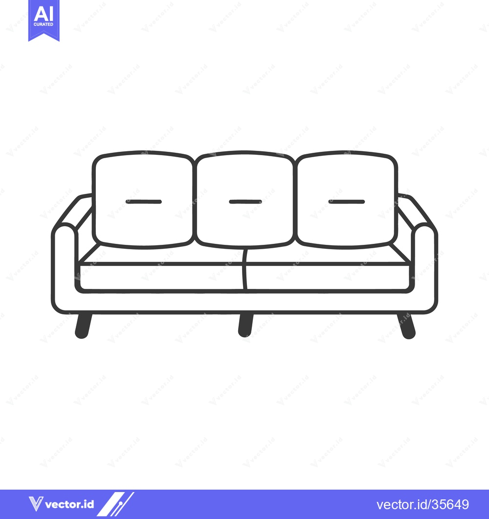 Premium Vector of Simple Line Drawing Depicting a Three Seat Couch or Sofa