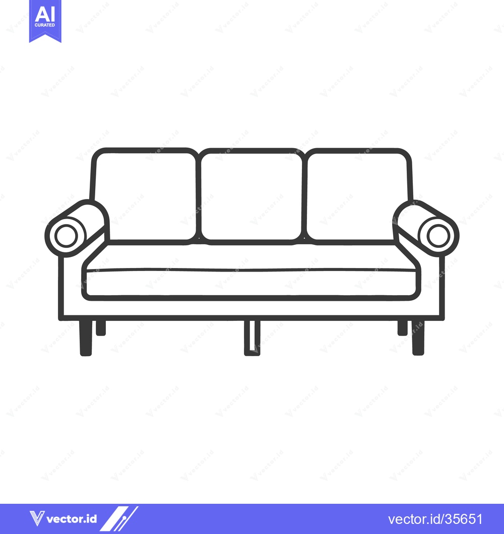 Premium Vector of Black and white line drawing of a comfortable sofa