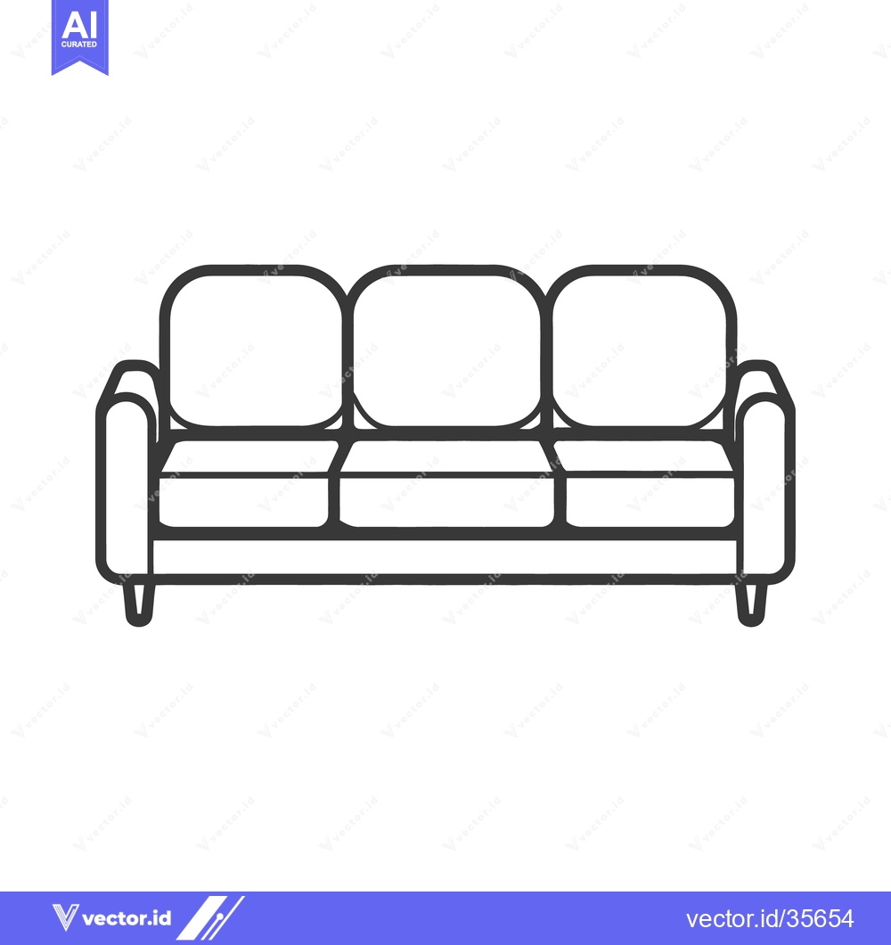 Premium Vector dari A black and white line art image of a comfortable sofa