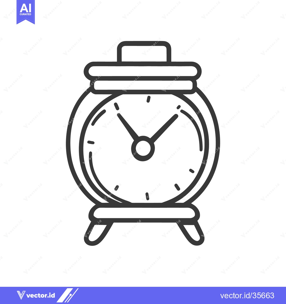 Premium Vector dari A vintage styled analog clock with two hands and a stand