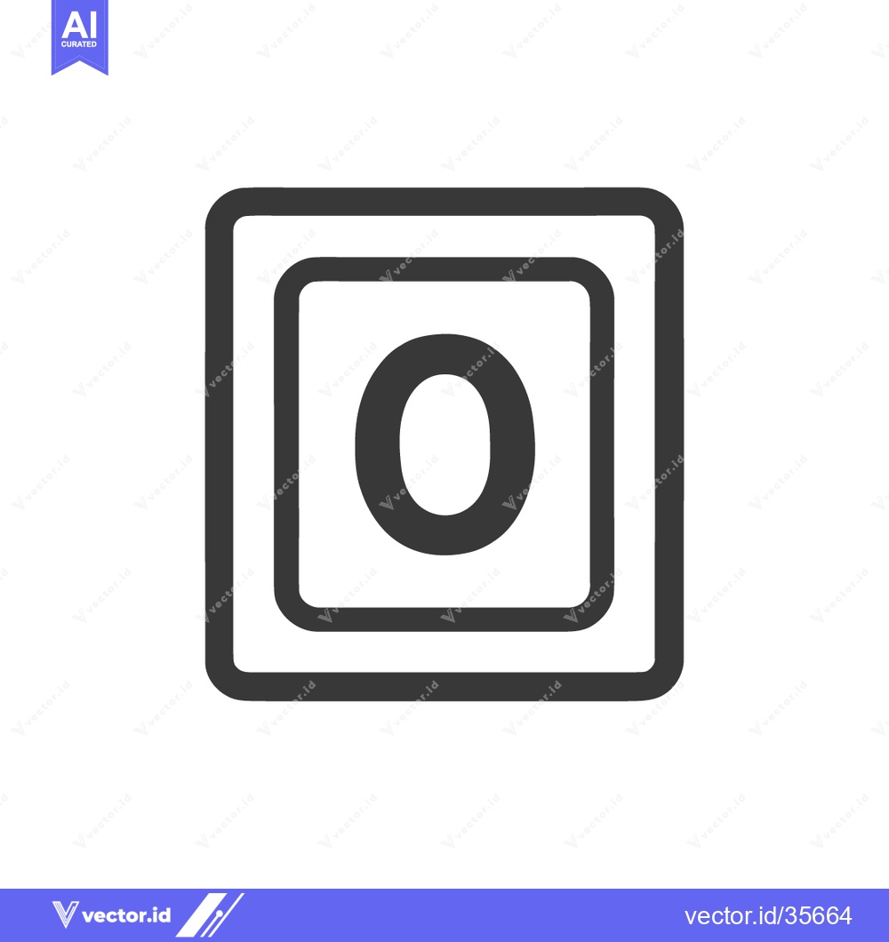 Premium Vector of Bold Zero Icon: Framed Number in Square, Minimalist Design