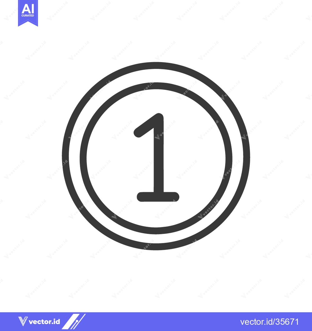Premium Vector dari Minimalist Number One Icon: Clean, Circular Design on White Background
