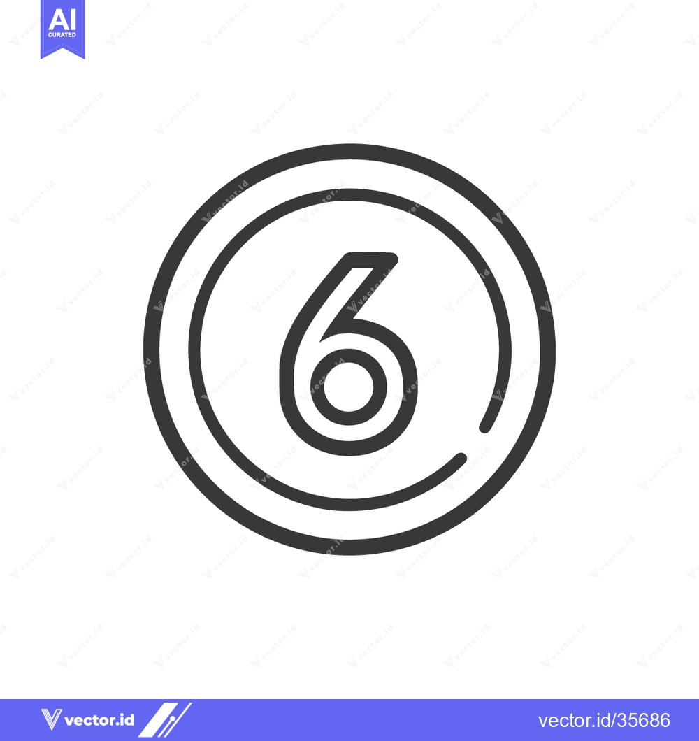 Premium Vector of Counter 6 Icon Line Art Icon  2505