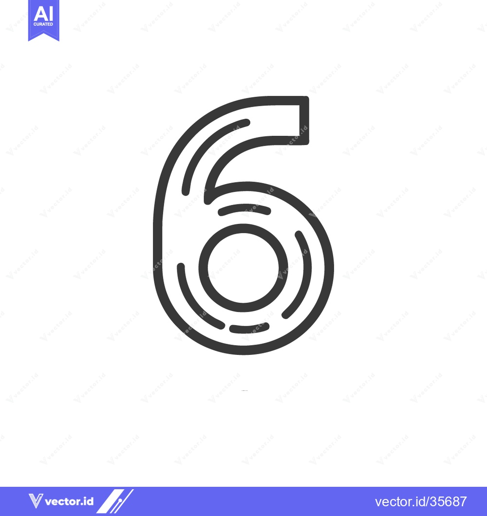 Premium Vector of Counter 6 Icon Line Art Icon  2506