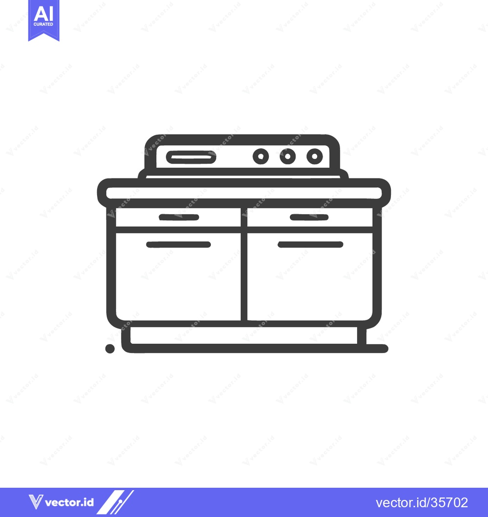 Premium Vector dari Minimalist Kitchen Stove Icon: Clean Line Art Illustration on White Ba