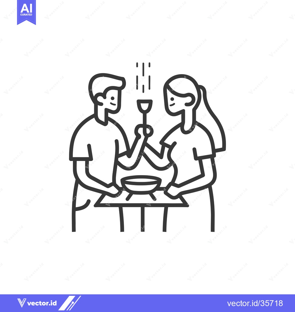Premium Vector of Couple Cooking Together in Kitchen with Utensils