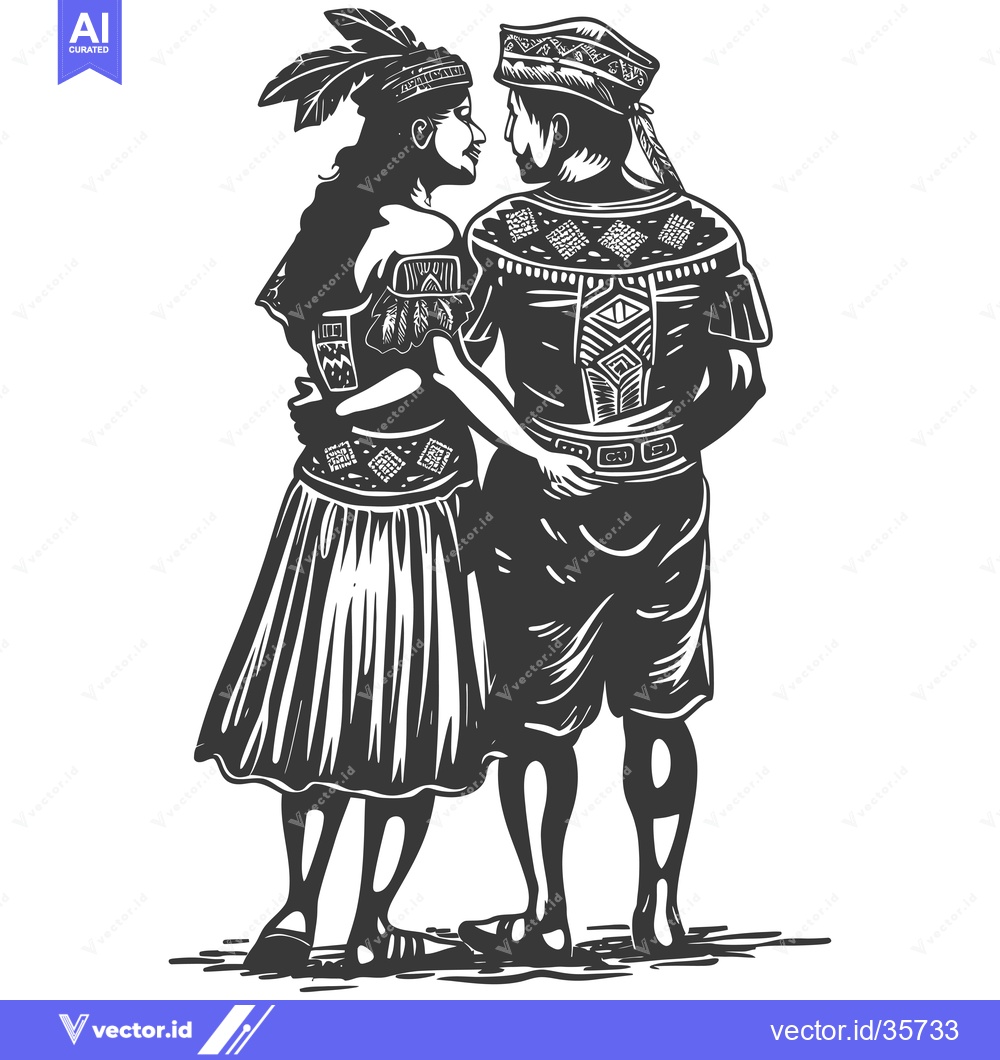 Premium Vector of Couple in Traditional Indigenous Attire Gazing at Each Other