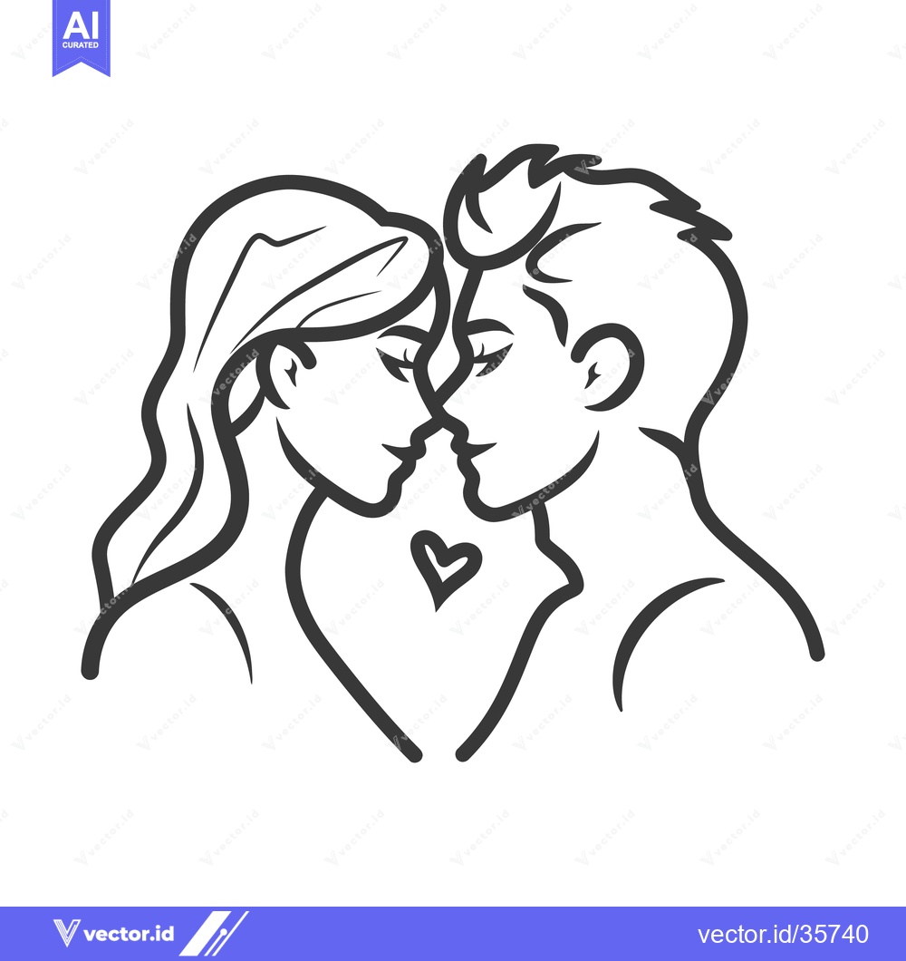 Premium Vector dari A minimalist illustration depicts a couple in romantic embrace togethe