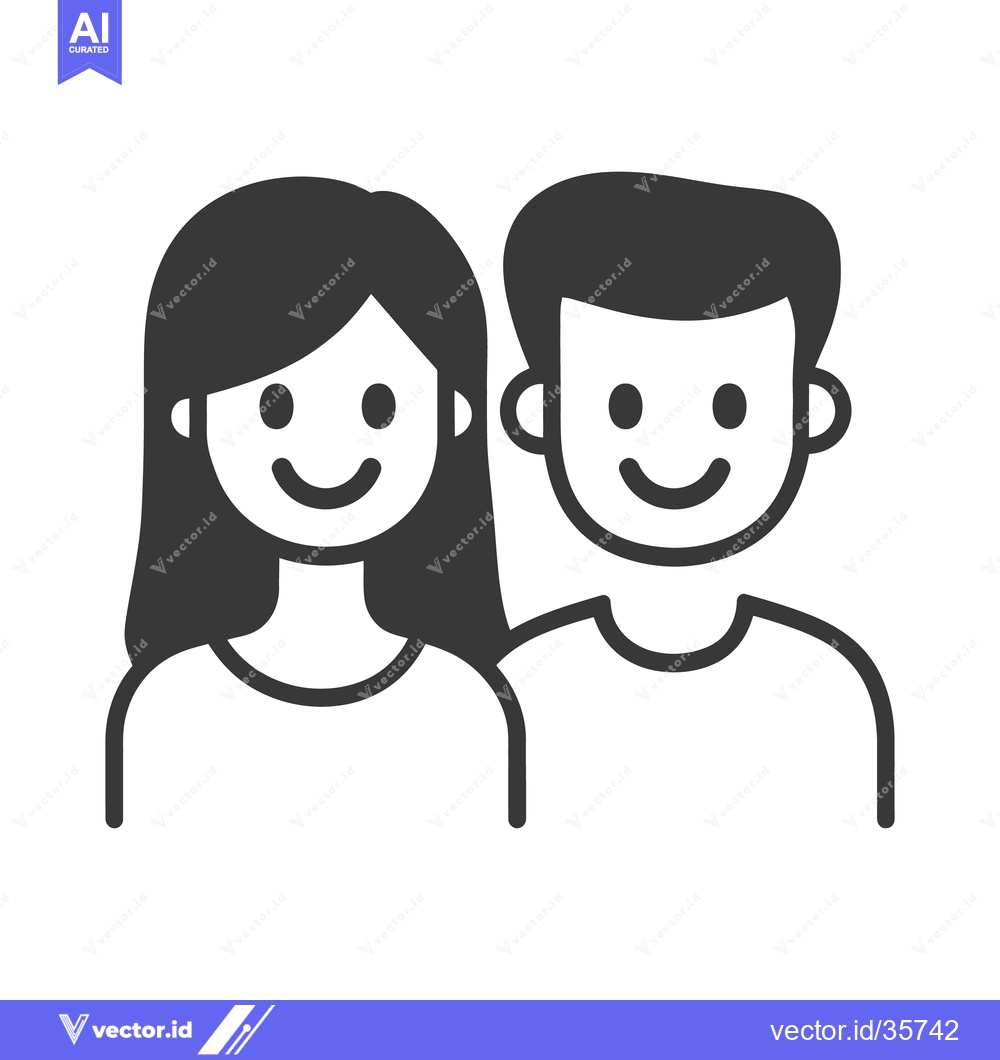 Premium Vector dari A simple black and white illustration depicting two smiling people