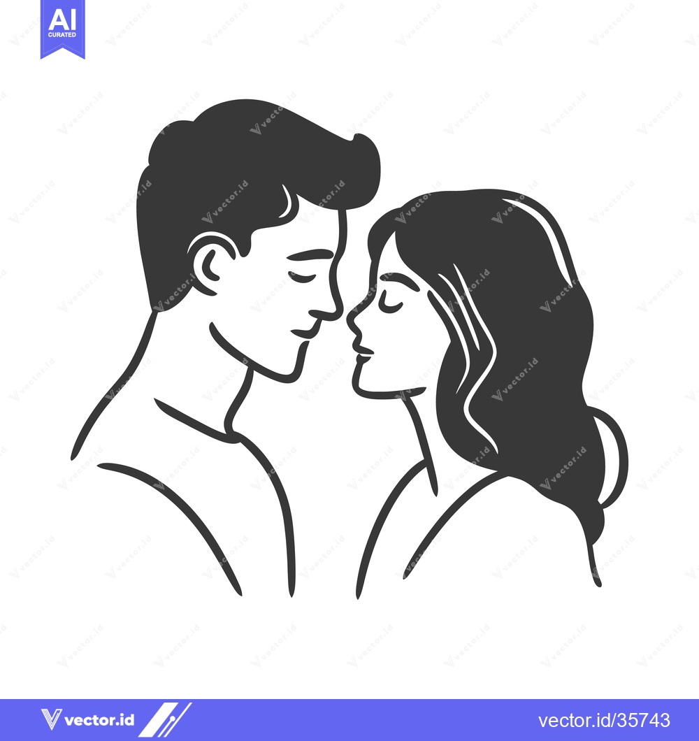 Premium Vector dari An intimate illustration depicts a couple facing each other closely