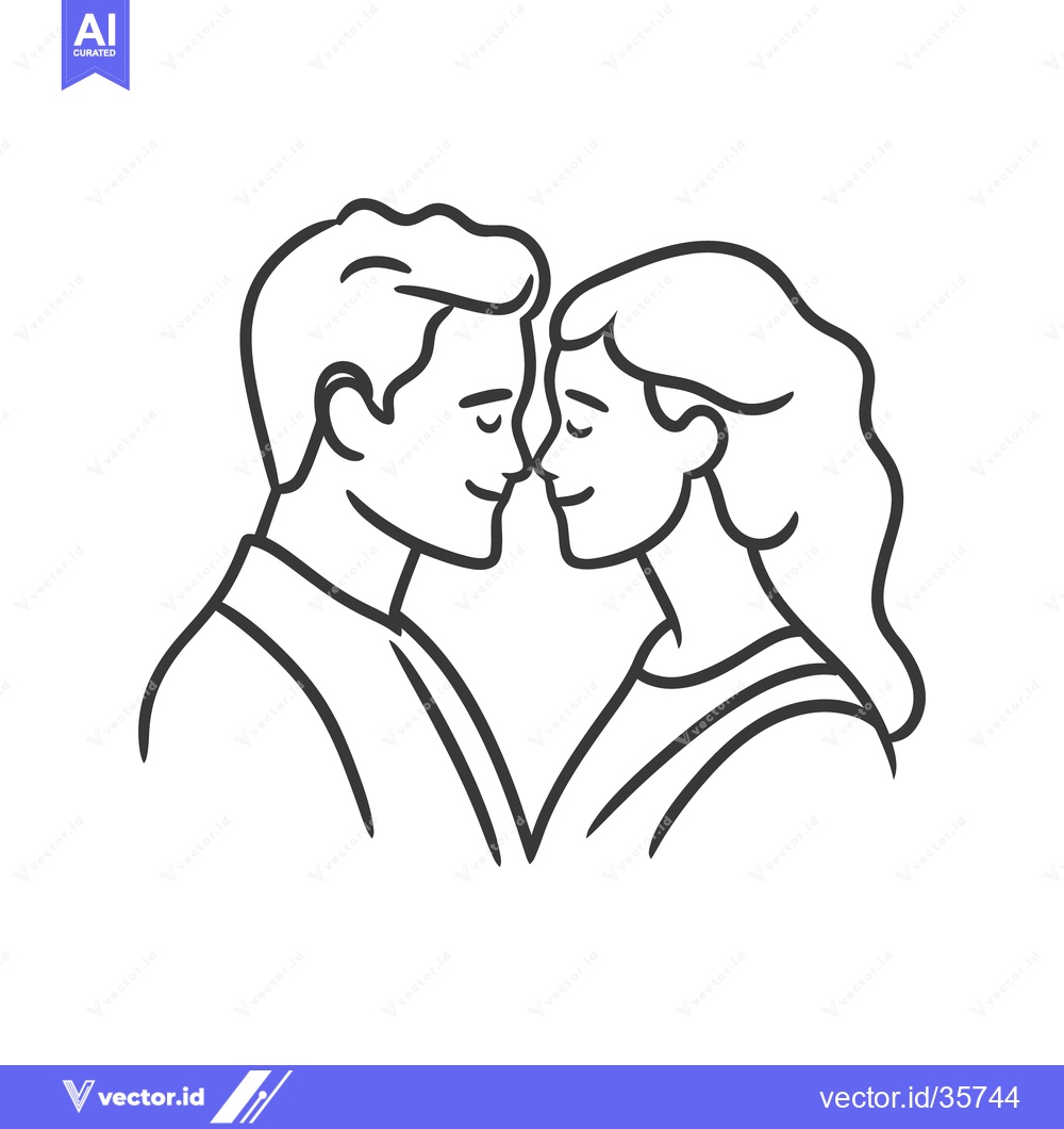 Premium Vector dari A loving couple is close with eyes gently closed touching noses