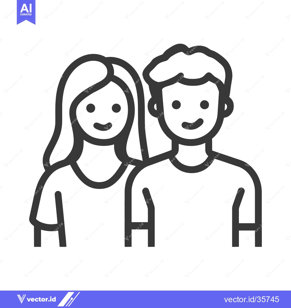 Premium Vector dari Two smiling people in a simple illustration together