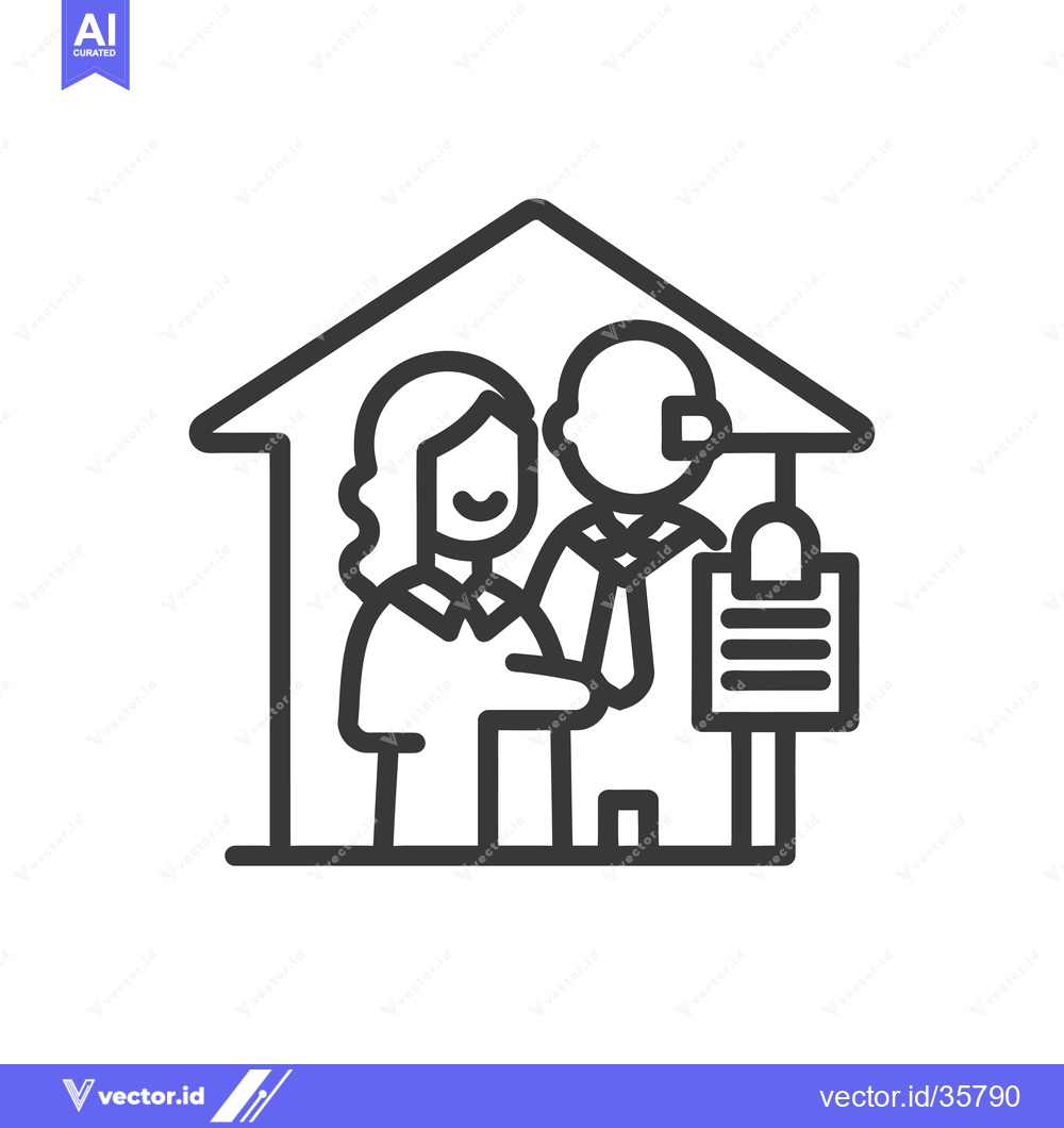 Premium Vector of Couple Standing Inside House with For Sale Sign