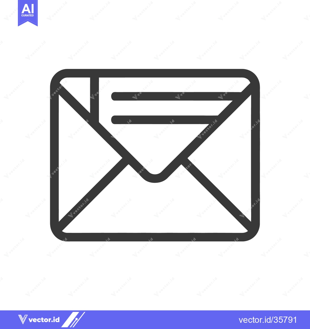 Premium Vector of An outlined image of a mail envelope with visible letter