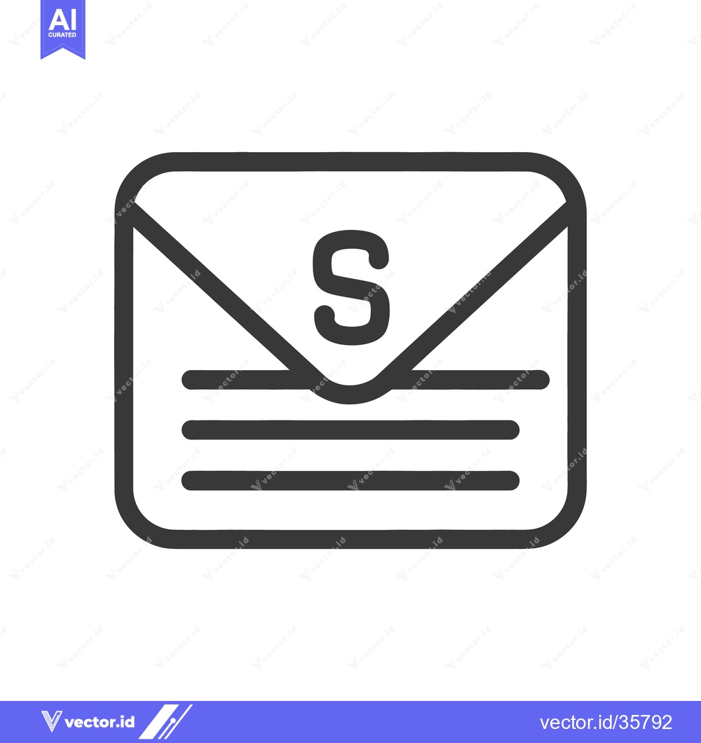 Premium Vector dari An outlined envelope illustration featuring a simple letter S inside i