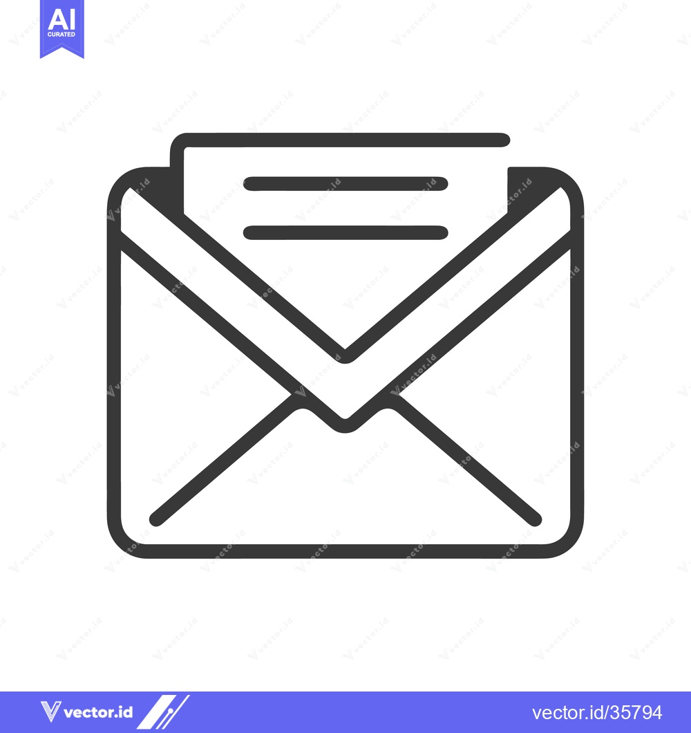 Premium Vector dari A simple line drawing shows an open envelope with letter inside