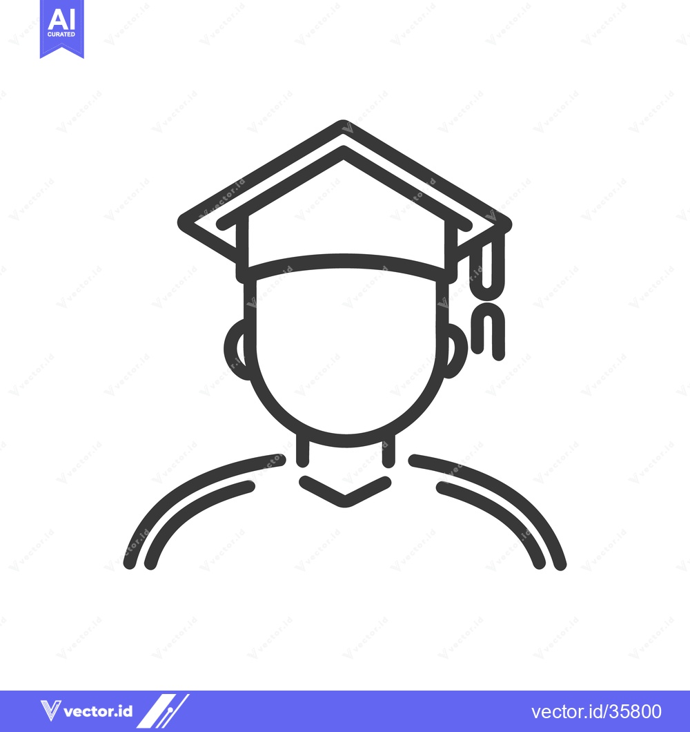 Premium Vector of A black outline of a person in a graduation cap